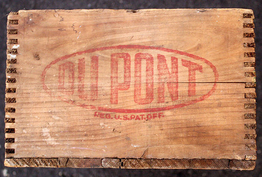 Antique Vintage Old Reclaimed Salvaged Primitive Wood Wooden "Dupont" Gunpowder Explosive Box Crate