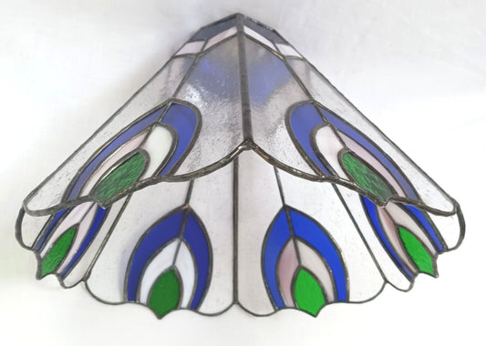 Tiffany Style Stained Slag/Glass Replacement Lampshade Peacock Design Signed JPL