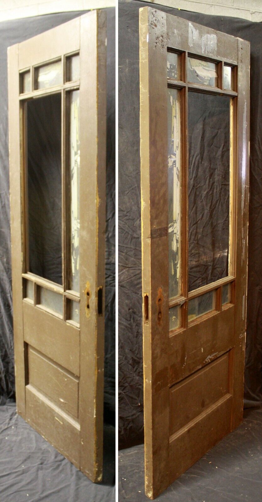 31.5"x79"x1.75" Antique Vintage Old Reclaimed Salvaged SOLID Wood Wooden Entry Door Windows Glass