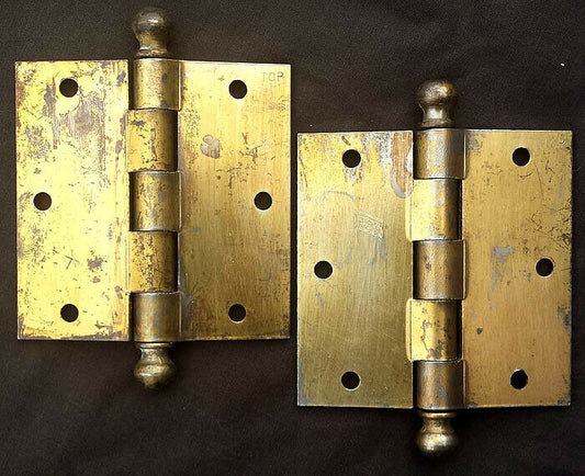 28 available CLEAN Pair 3.5x3.5 Antique Vintage Old Reclaimed Salvaged Brass Steel Interior Door Hinges