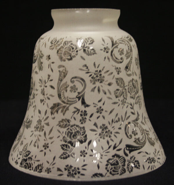 Vintage NOS Old Reclaimed Salvaged Etched Glass Lamp Sconce Slip Shade Ceiling Wall Light Cover Fixture