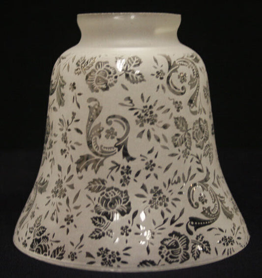 Vintage NOS Old Reclaimed Salvaged Etched Glass Lamp Sconce Slip Shade Ceiling Wall Light Cover Fixture