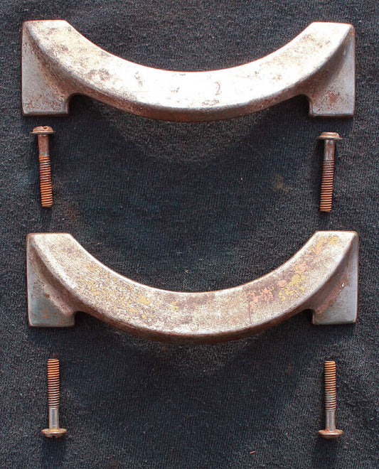Pair Vintage Old Reclaimed Salvaged Deco Steel Metal Dresser Drawer Cabinet Furniture Door Pulls Handle