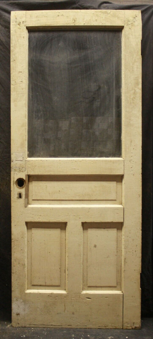 31.5"x80"x1.75" Antique Vintage Old Reclaimed Salvaged Wood Wooden Entry Exterior Door Window Wavy Glass