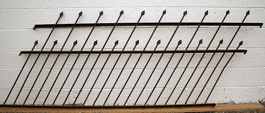 89"x38" Antique Vintage Old Reclaimed Salvaged Picket Spade Iron Metal Gate Fence Fencing Panel Angle