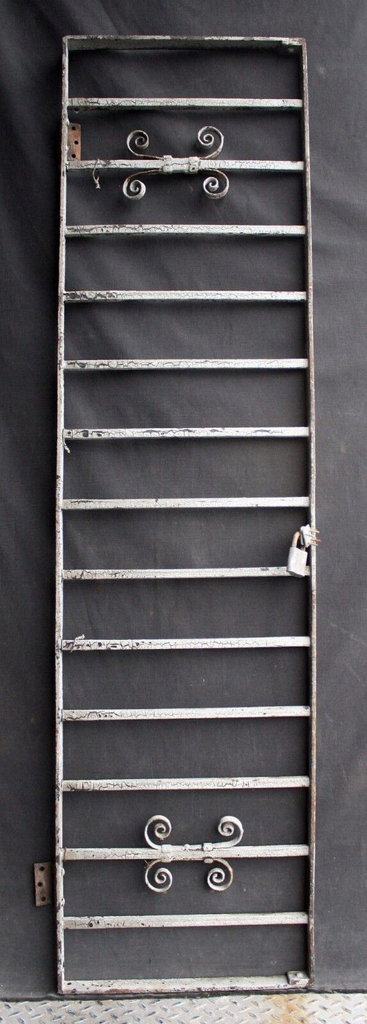 57"x15" Antique Vintage Old Reclaimed Salvaged Steel Iron Metal Fence Gate Door Panel Window Guard Grille