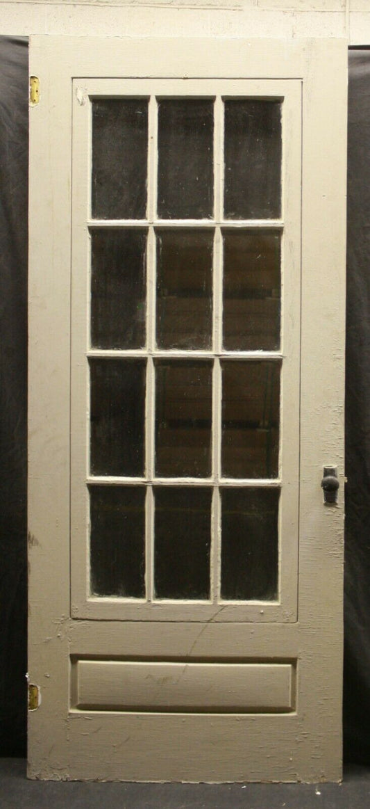 32.5"x80.5" Antique Vintage Old Reclaimed Salvaged Wood Wooden Storm Screen Exterior Door Window Glass