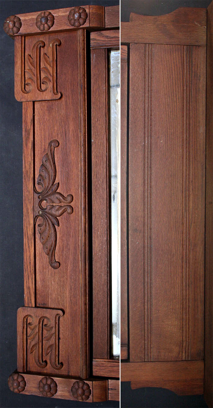Antique Vintage Old Reclaimed Salvaged Victorian Eastlake Oak Wood Wooden Dresser Chest Vanity Beveled Mirror Key