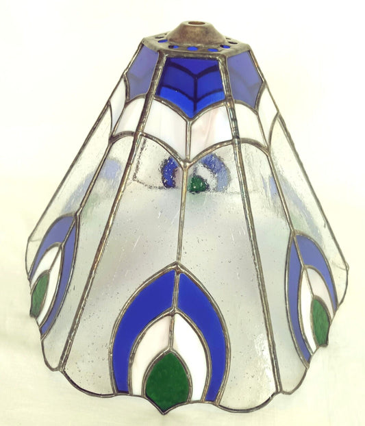 Tiffany Style Stained Slag/Glass Replacement Lampshade Peacock Design Signed JPL