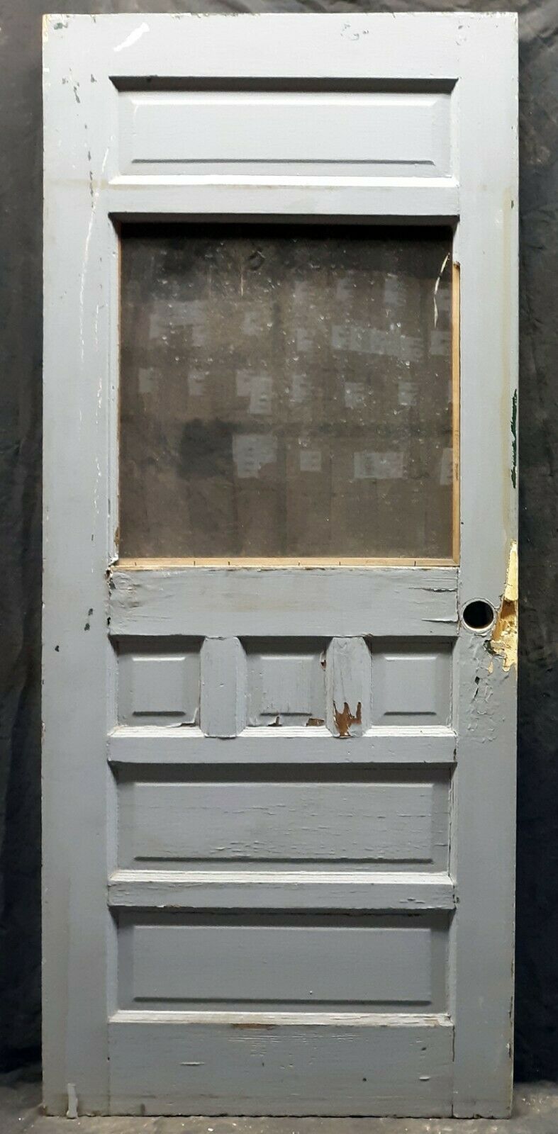32"x78" Antique Vintage Old Reclaimed Salvaged SOLID Wood Wooden Entry Door 6 Panels Glass