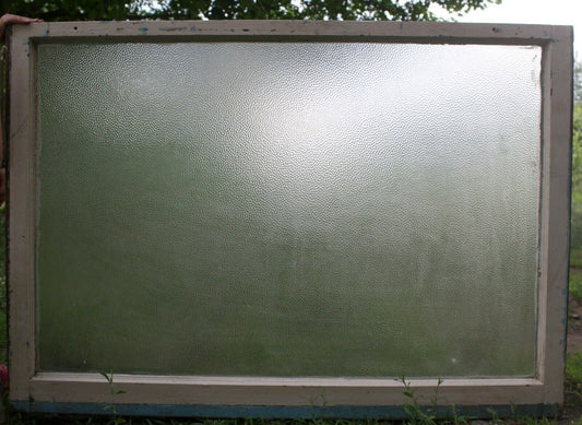 Pair 44"x29" Antique Vintage Old Reclaimed Salvaged Double Hung Wood Wooden Sash Window Textured Glass