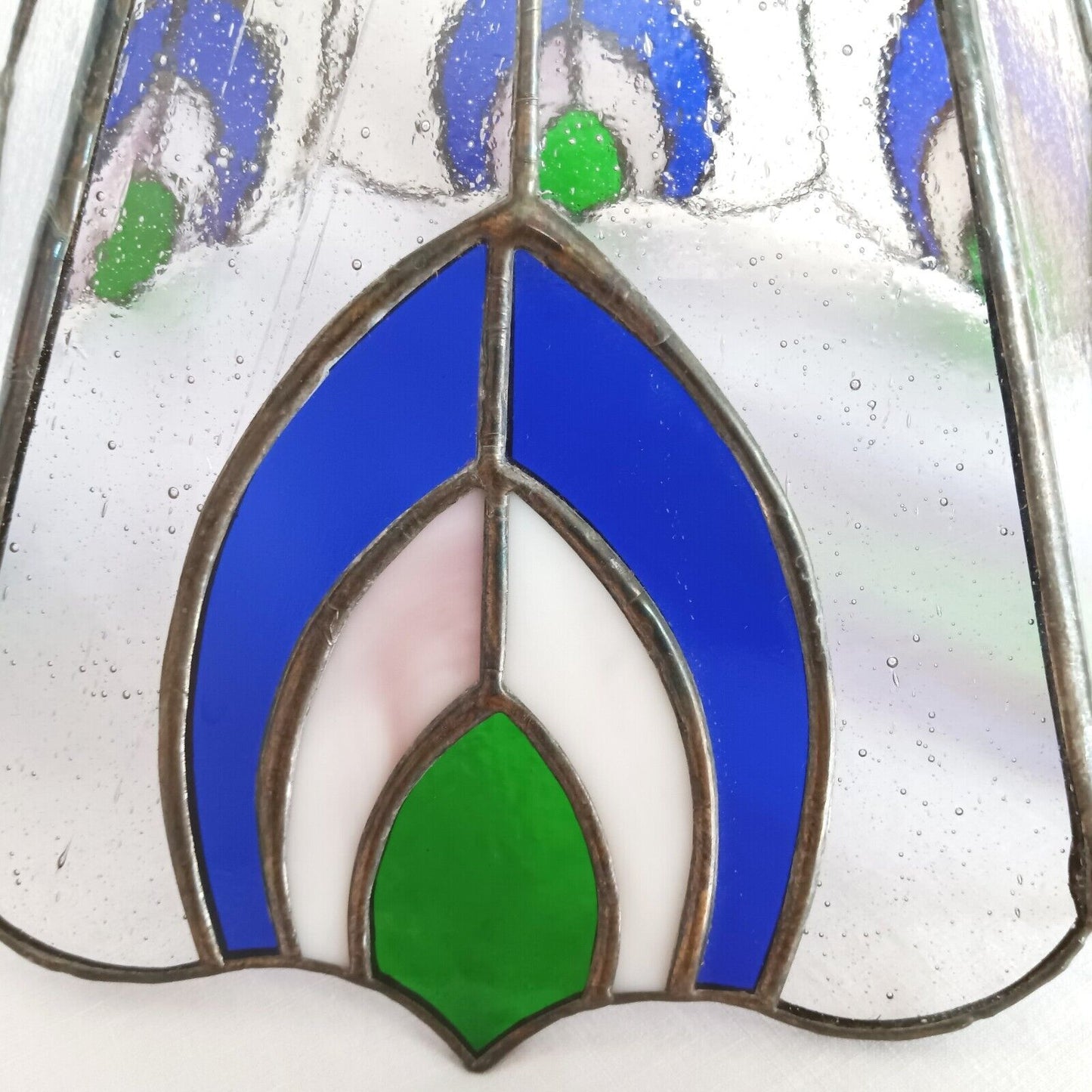 Tiffany Style Stained Slag/Glass Replacement Lampshade Peacock Design Signed JPL