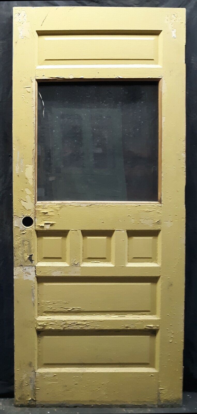 32"x78" Antique Vintage Old Reclaimed Salvaged SOLID Wood Wooden Entry Door 6 Panels Glass