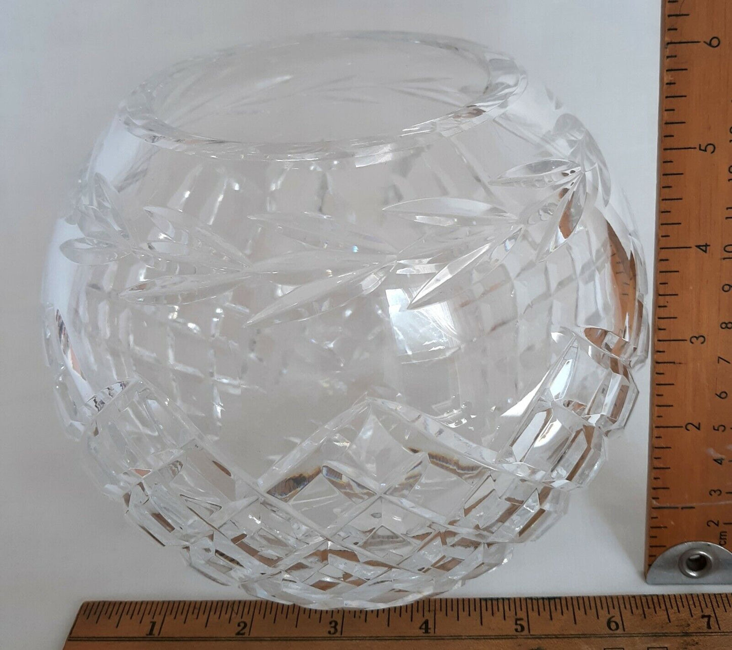 Kosta Boda Art Deco Lead Crystal Heavy Vase Contemporary Art Glass Globe Faceted Panels Cut Crystal Sphere Shape Elegant Glassware