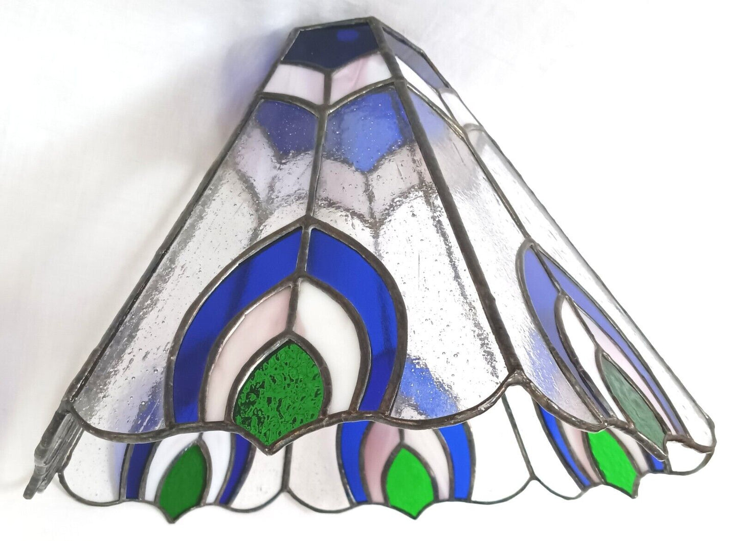 Tiffany Style Stained Slag/Glass Replacement Lampshade Peacock Design Signed JPL