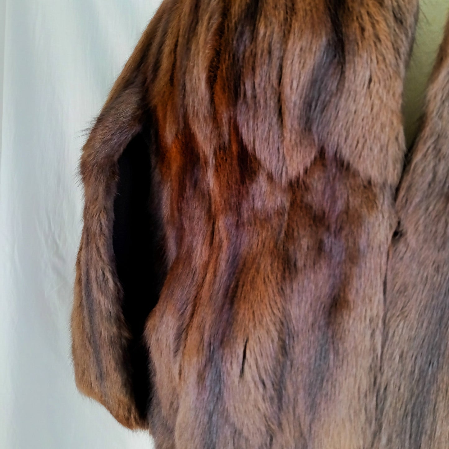 Vintage Mahogany Mink Fur Glamour Cape Stole Wrap Capelet 2 Pockets Flat/Stand Collar Women Outerwear Wedding Bridal Bolero Size L Active Photos