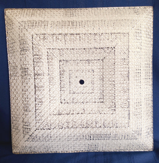 Vintage Mid-Century Modern Ceiling Light Glass Lampshade Square Floral Geometric Design Textured Clear White Replacement Shade 14” Across