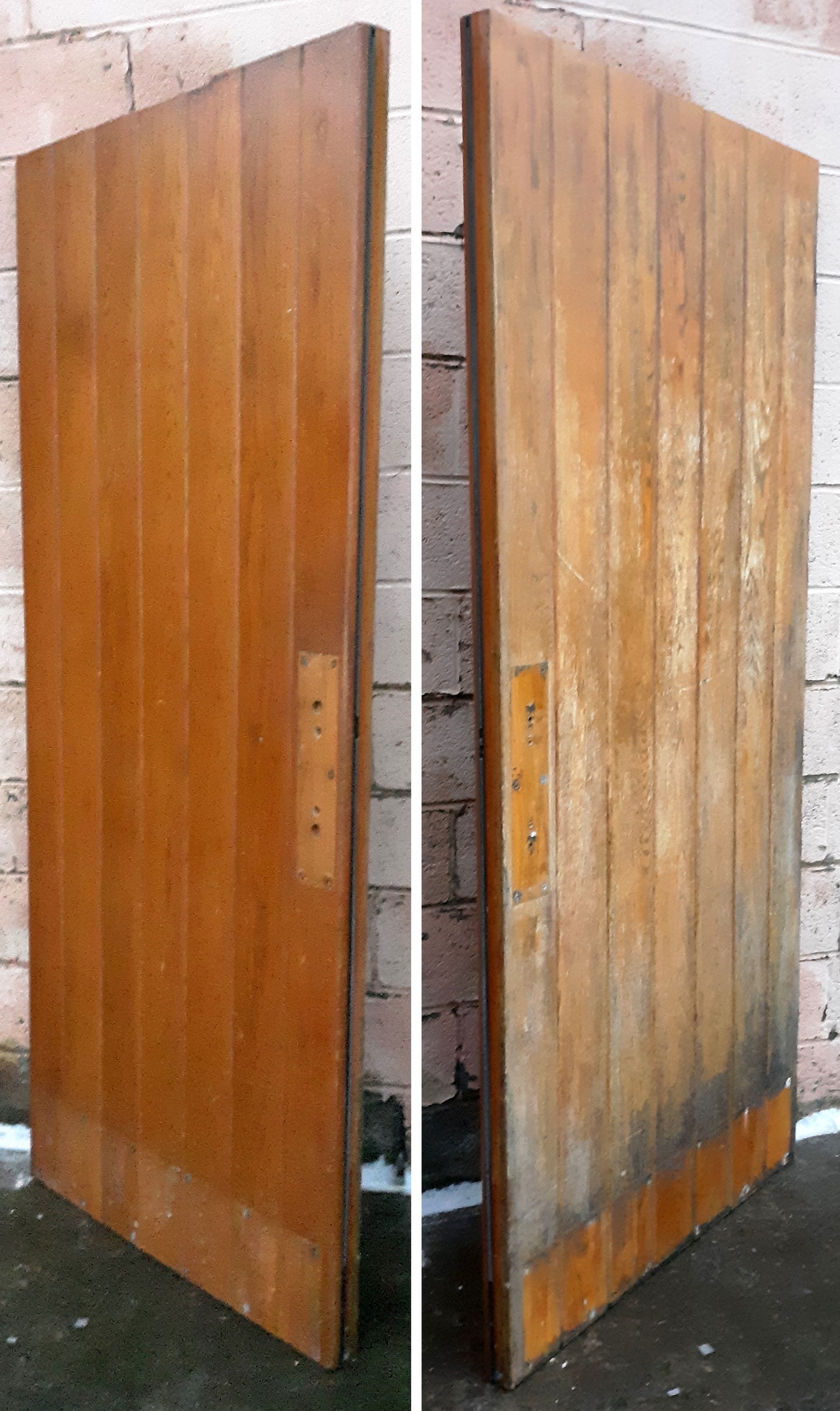 Pair of 72"x83.5"x2.25" Antique Vintage Old Reclaimed Salvaged SOLID Oak Wood Wooden Plank Batten Church Entry Exterior Doors Table Desk Top