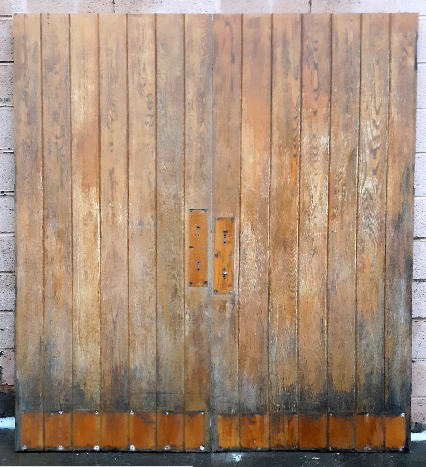 Pair of 72"x83.5"x2.25" Antique Vintage Old Reclaimed Salvaged SOLID Oak Wood Wooden Plank Batten Church Entry Exterior Doors Table Desk Top