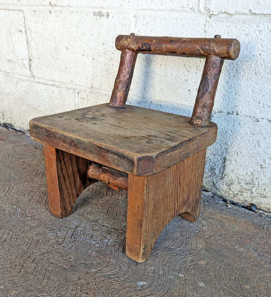 Signed Vintage Old SOLID Wood Wooden Bench Foot Stool Ottoman Plant Stand Table Chair Homemade Handmade Home Hand Made