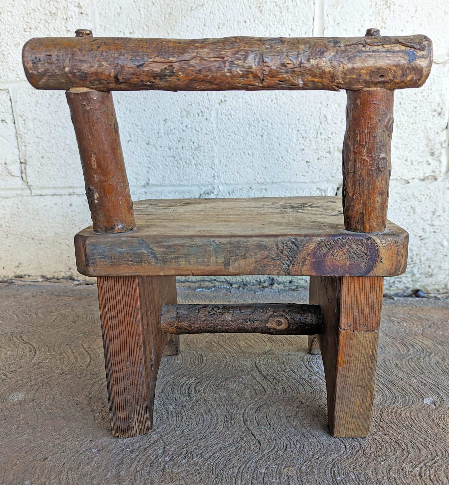 Signed Vintage Old SOLID Wood Wooden Bench Foot Stool Ottoman Plant Stand Table Chair Homemade Handmade Home Hand Made