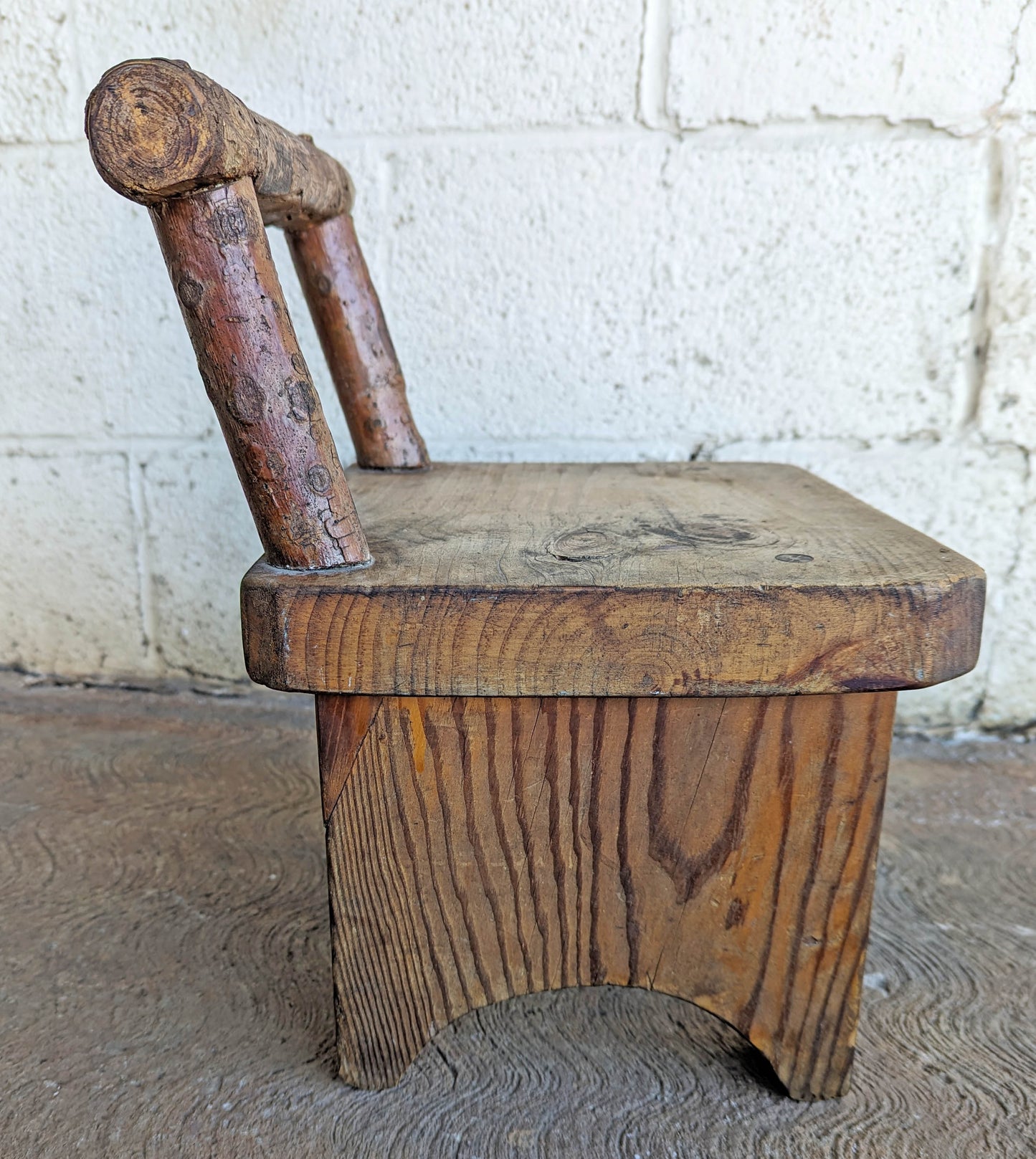 Signed Vintage Old SOLID Wood Wooden Bench Foot Stool Ottoman Plant Stand Table Chair Homemade Handmade Home Hand Made