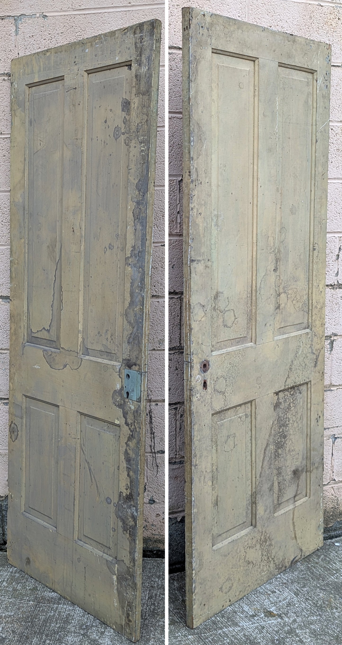 28.5"x77.5" Antique Vintage Old Reclaimed Salvaged Victorian SOLID Wood Wooden Interior Door 4 Panels