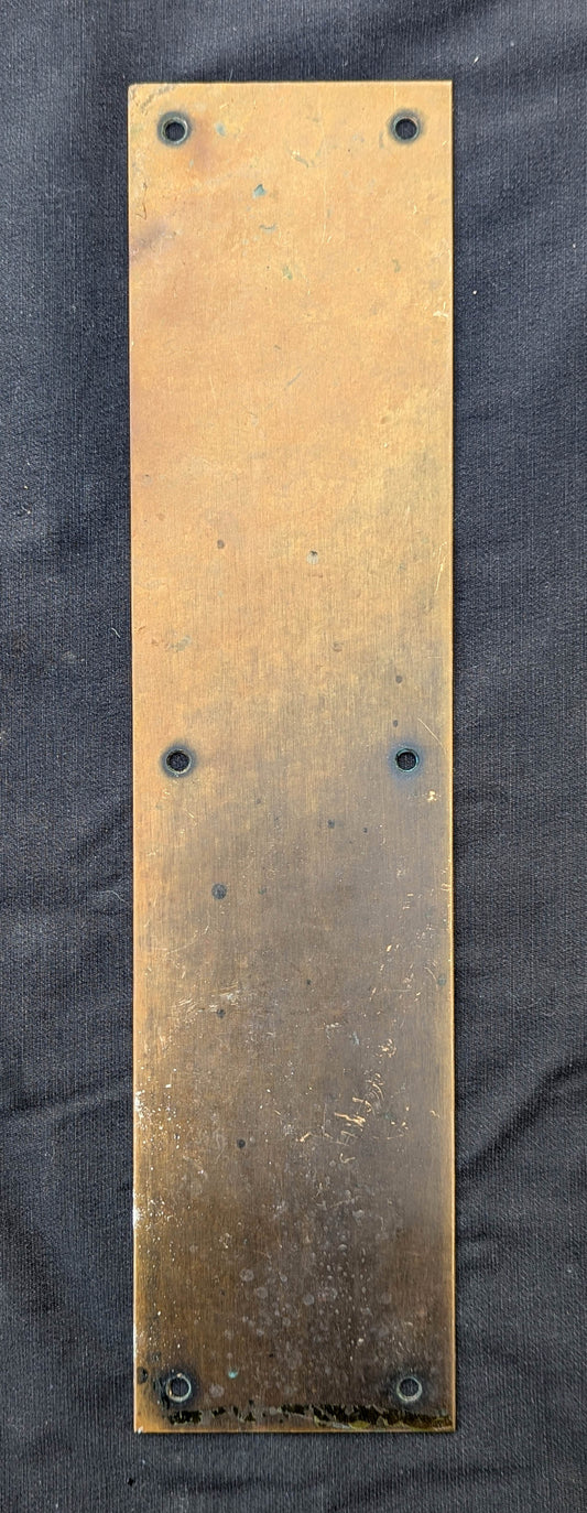 3.5"x15" Antique Vintage Old Reclaimed Salvaged SOLID Bronze Swinging Door Push Plate