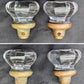 RARE! Pair Antique Vintage Old Salvaged Reclaimed Sunken Recessed Center Octagonal Glass Doorknobs Door Knobs Brass Round Plates Rosettes