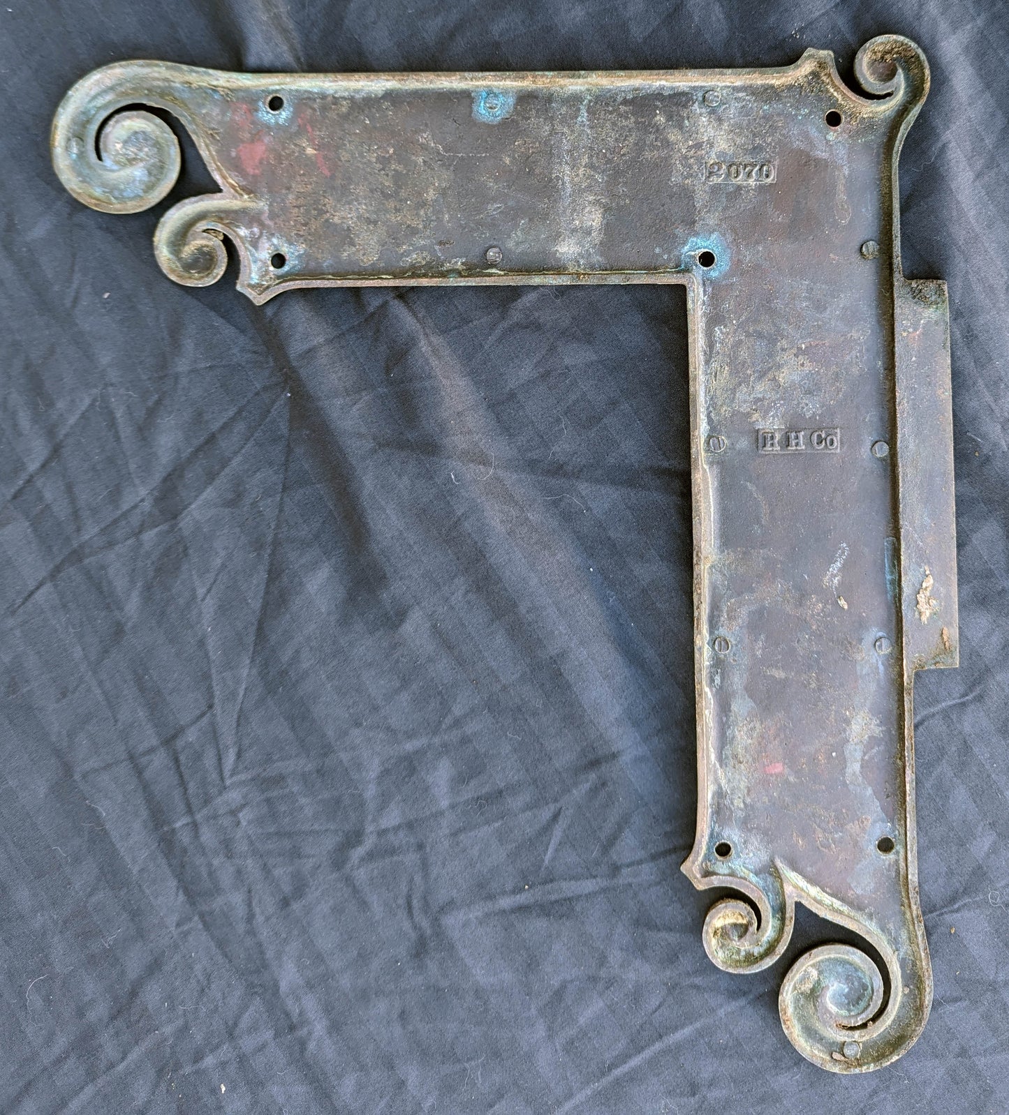 Large 3pc Antique Vintage Old Salvaged Reclaimed Victorian SOLID Cast Bronze Brass Decorative Door Hinge Plates Brackets