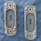 6 available RESTORED Pair 2"x6" Antique Vintage Old Victorian SOLID Copper Cast Iron Pocket Sliding Door Key Plate Pull Handle