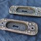 6 available RESTORED Pair 2"x6" Antique Vintage Old Victorian SOLID Copper Cast Iron Pocket Sliding Door Key Plate Pull Handle