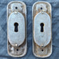 6 available RESTORED Pair 2"x6" Antique Vintage Old Victorian SOLID Copper Cast Iron Pocket Sliding Door Key Plate Pull Handle