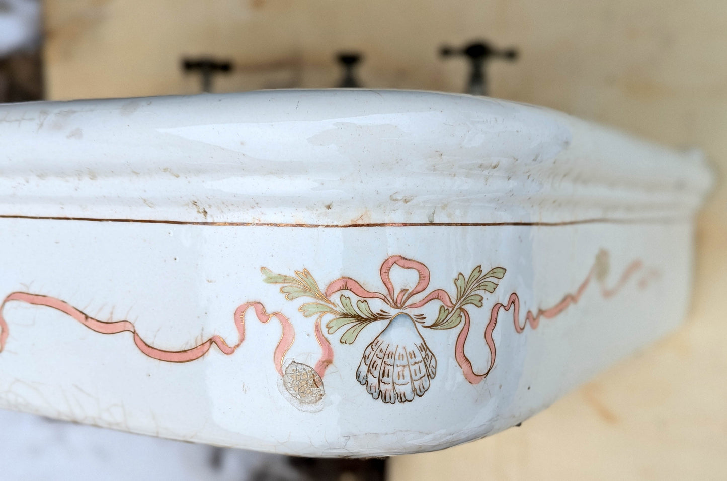 28"x24" Antique Vintage Old Salvaged Reclaimed 1900 "Imperial" JL Mott Victorian Earthenware Bathroom Wall Sink Original Nickel Brass Fixtures