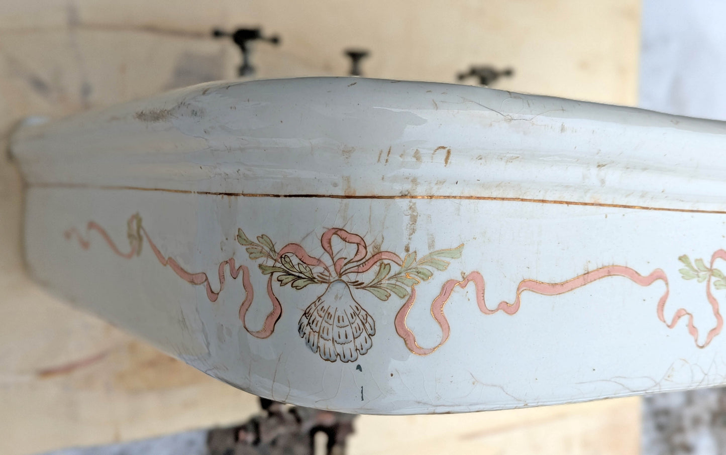 28"x24" Antique Vintage Old Salvaged Reclaimed 1900 "Imperial" JL Mott Victorian Earthenware Bathroom Wall Sink Original Nickel Brass Fixtures