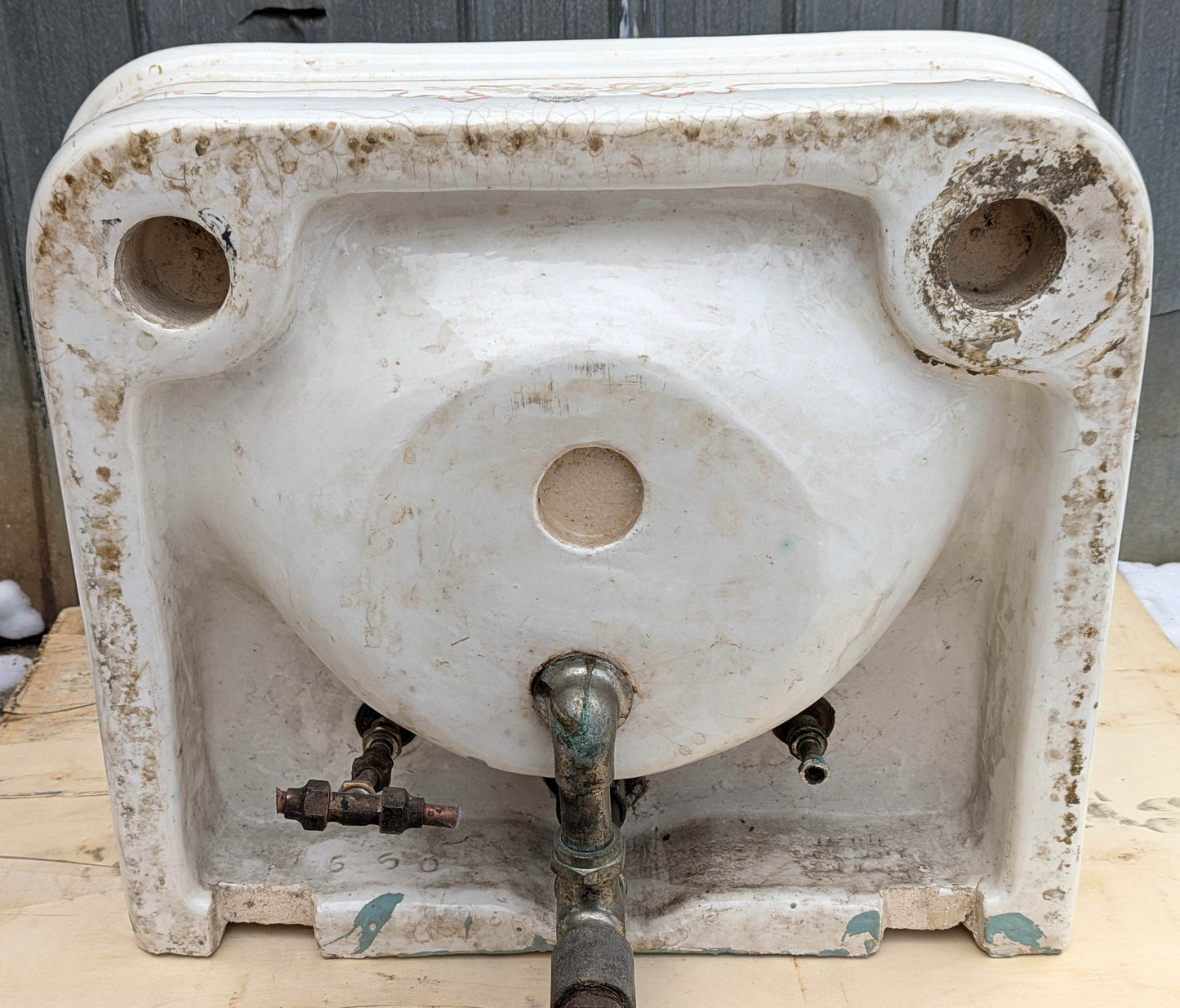 28"x24" Antique Vintage Old Salvaged Reclaimed 1900 "Imperial" JL Mott Victorian Earthenware Bathroom Wall Sink Original Nickel Brass Fixtures