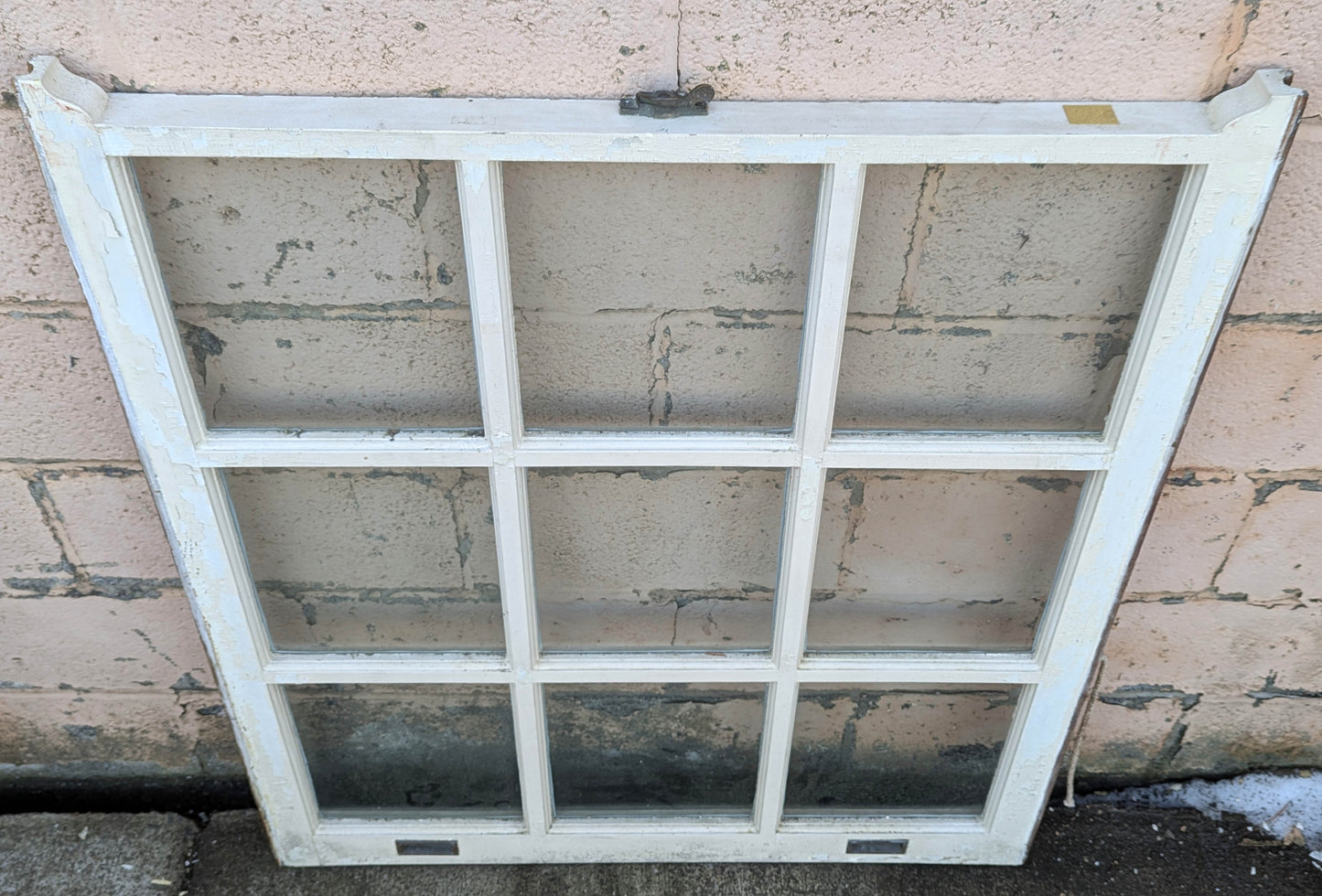 36"x42" Antique Vintage Old Salvaged Reclaimed Wood Wooden French Sash Window 9 Wavy Glass Lites