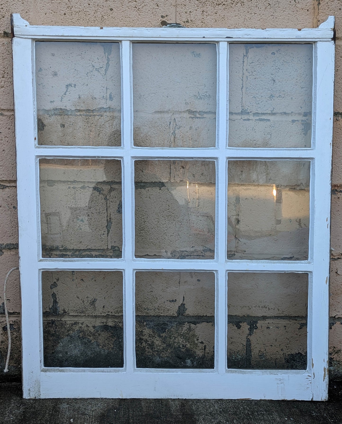 36"x42" Antique Vintage Old Salvaged Reclaimed Wood Wooden French Sash Window 9 Wavy Glass Lites