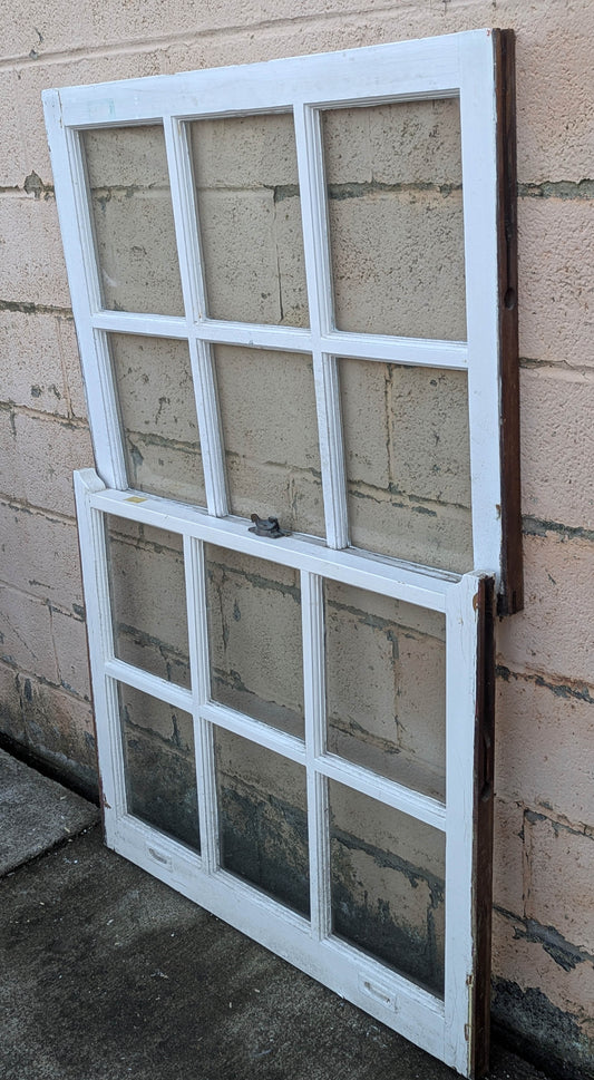 4 available Pair of 36"x56" Antique Vintage Old Reclaimed Salvaged SOLID Wood Wooden French Double Hung Sash Windows 12 Wavy Glass Lites