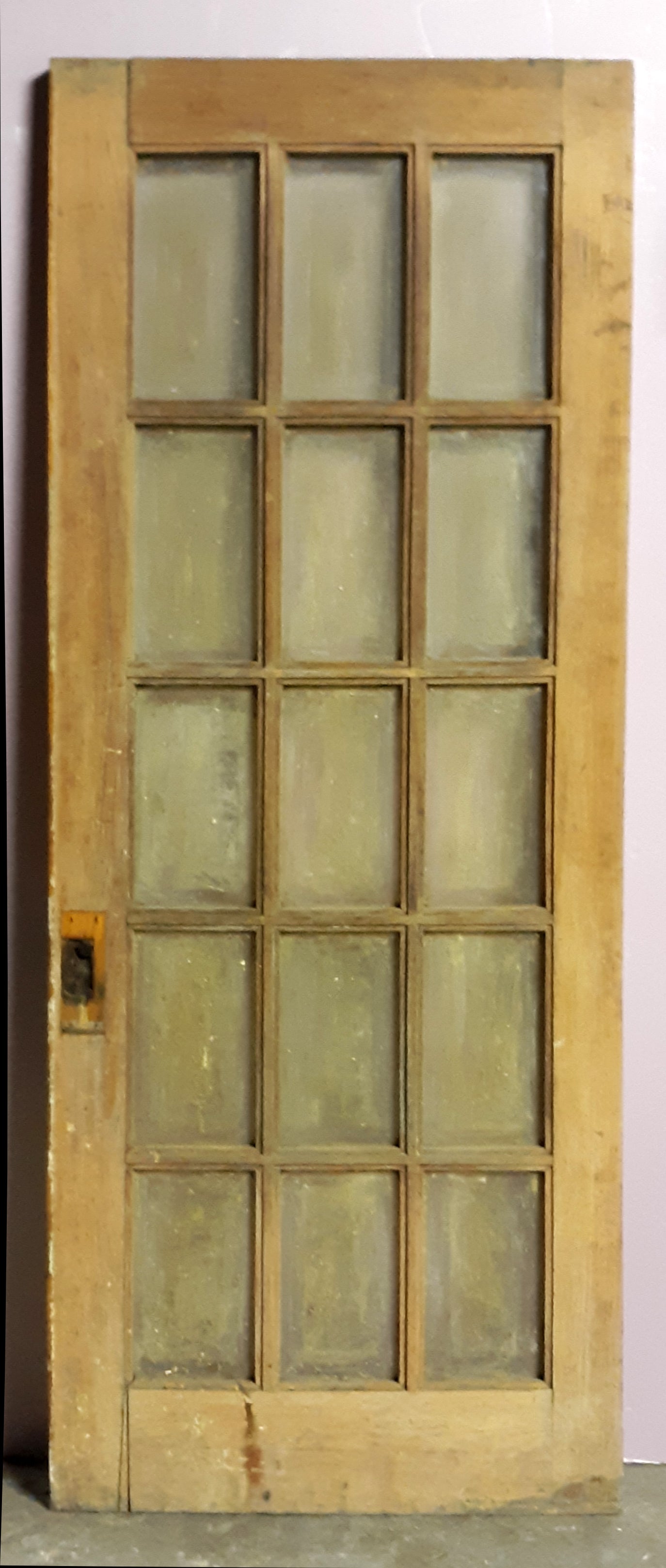 31"x83"x1.75" Antique Vintage Wooden Old Reclaimed Salvaged Interior French Door Window Beveled Glass