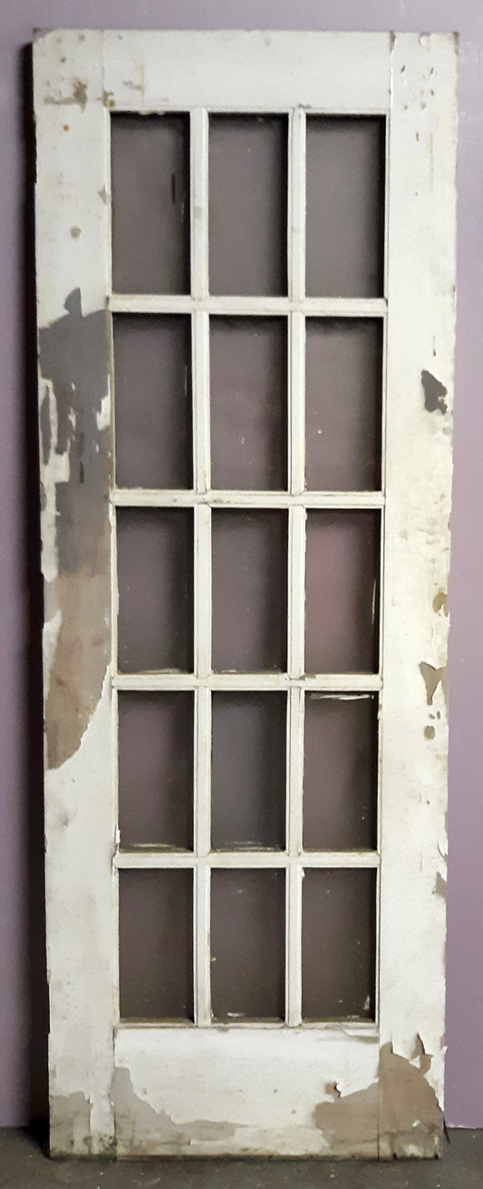 29"x83.5"x1.75" Antique Vintage Old Reclaimed Salvaged Wood Wooden Interior French Door Window Glass