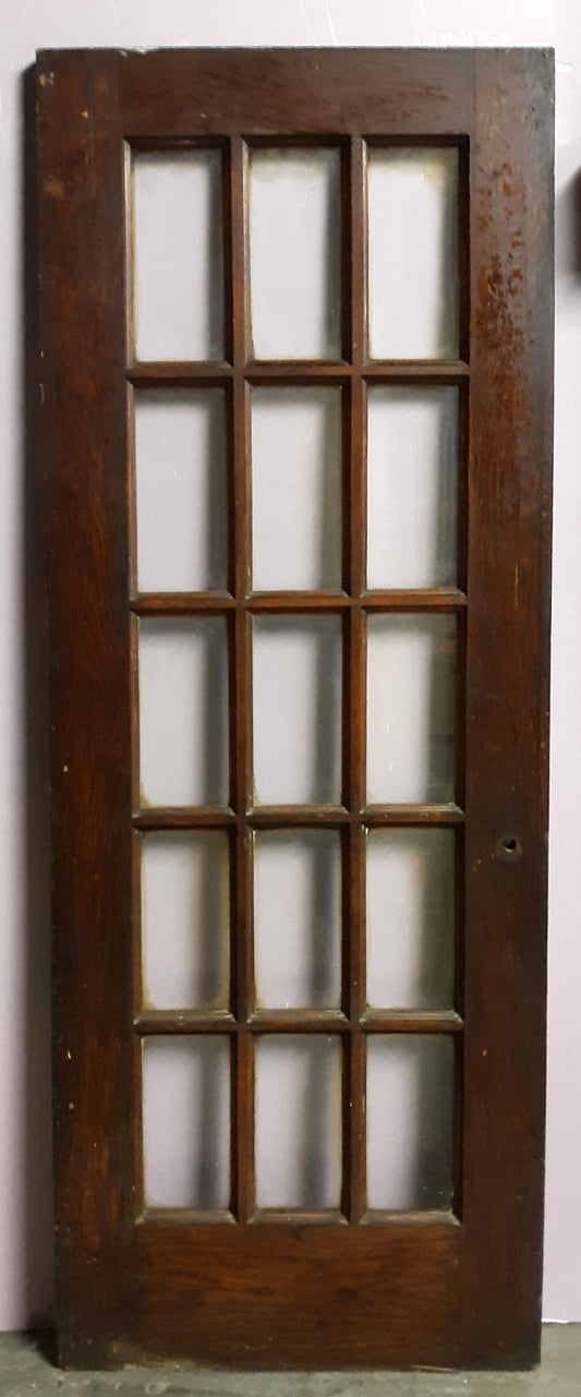 30"x83"x1.75" Antique Vintage Old Reclaimed Salvaged Wood Wooden Interior French Door Window Glass