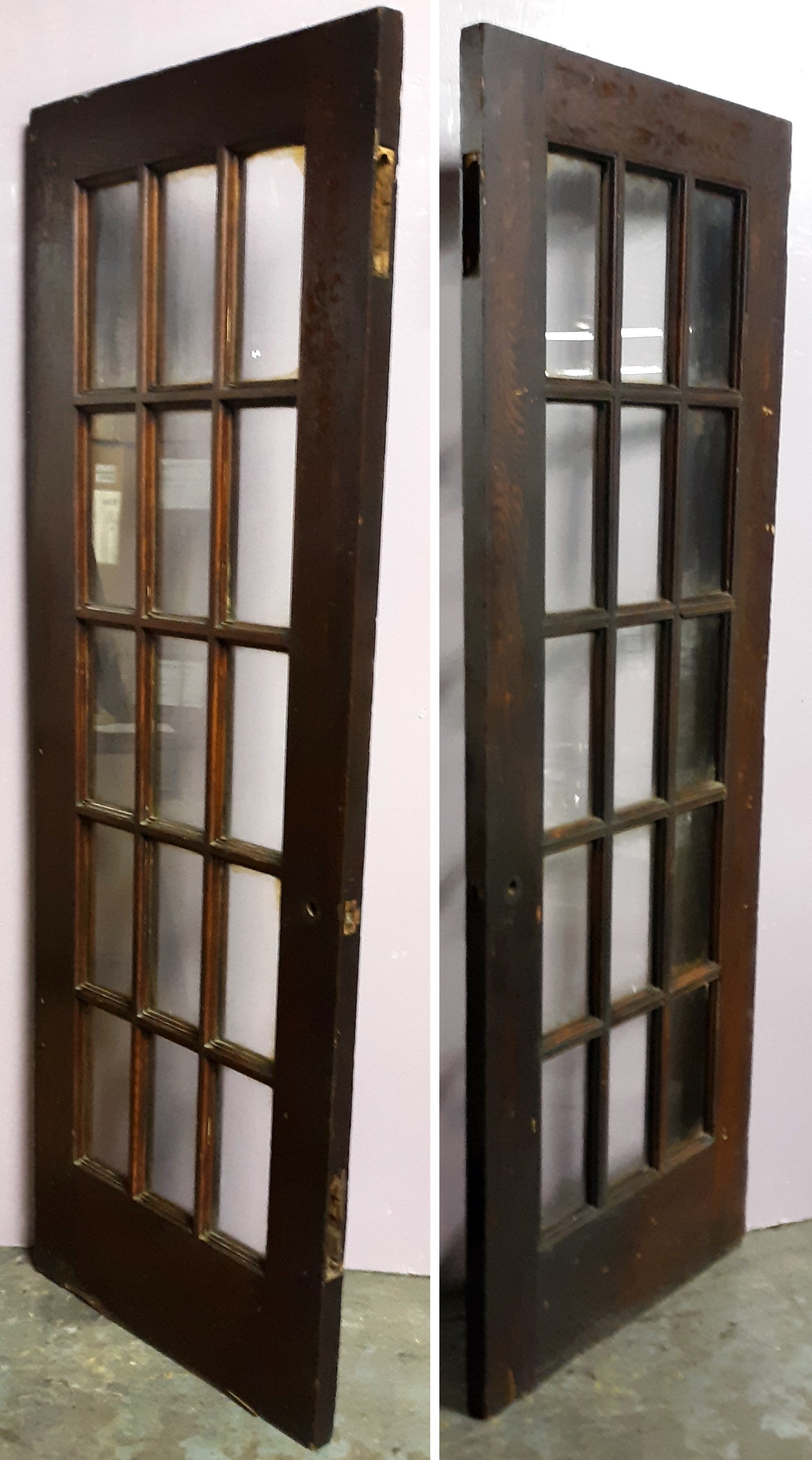 30"x83"x1.75" Antique Vintage Old Reclaimed Salvaged Wood Wooden Interior French Door Window Glass