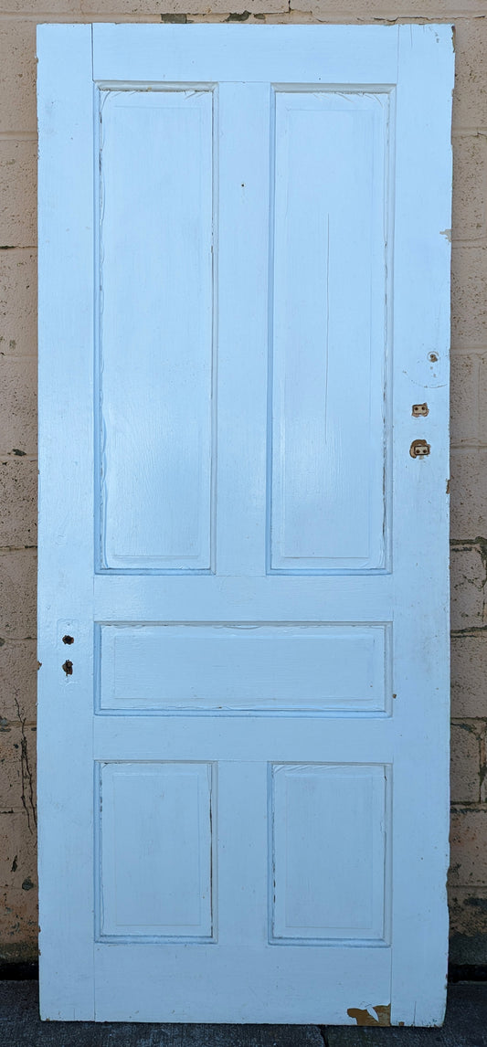 32"x82" Antique Vintage Old Reclaimed Salvaged Victorian SOLID Wood Wooden Interior Door 5 Panels