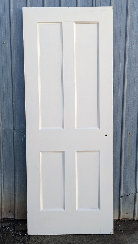 2 available 32"x82"Antique 1906 Vintage Old Reclaimed Salvaged Victorian Interior SOLID Wood Wooden Door 4 Recessed Flat Panels