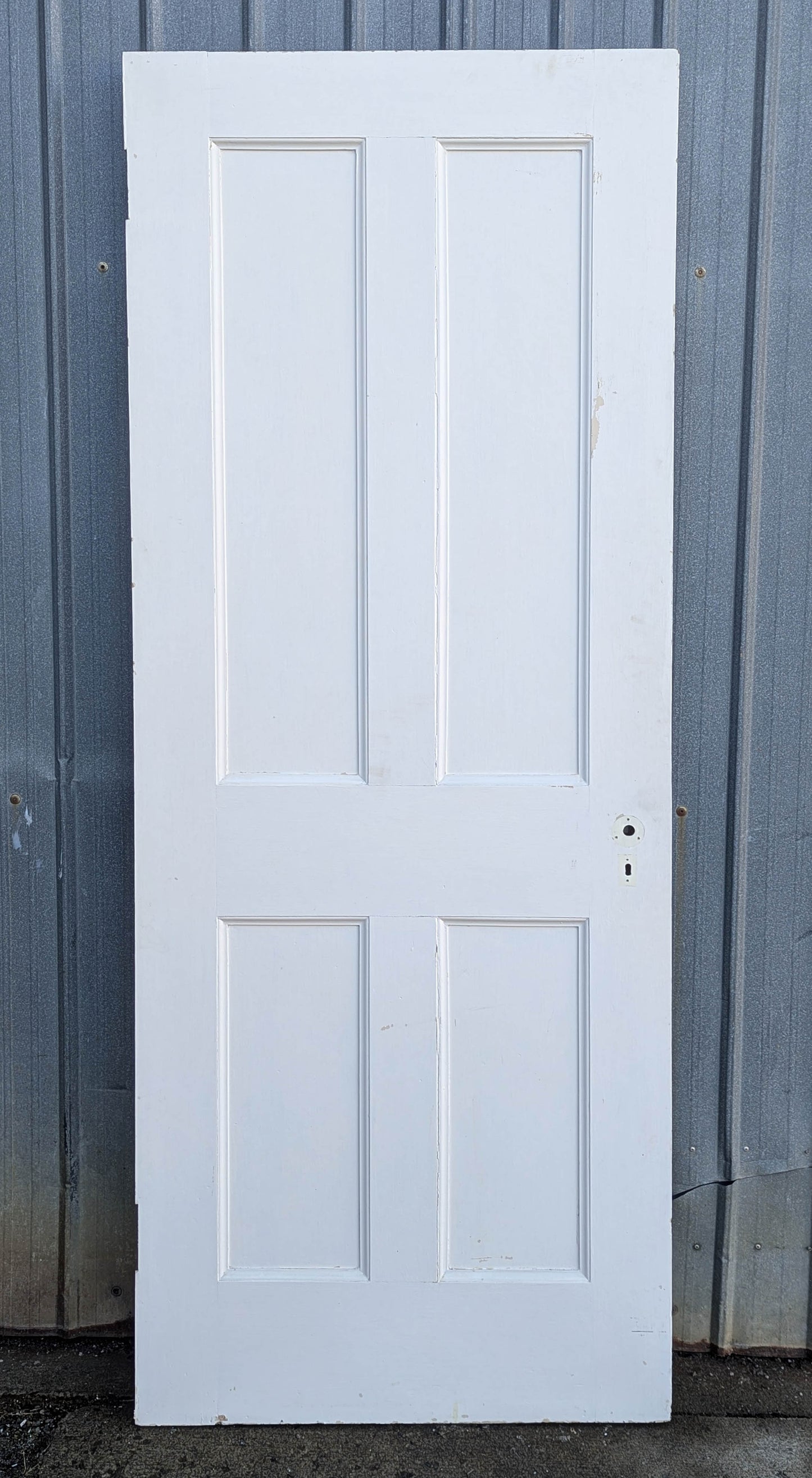 32"x82"Antique 1906 Vintage Old Reclaimed Salvaged Victorian Interior SOLID Wood Wooden Door 4 Recessed Flat Panels