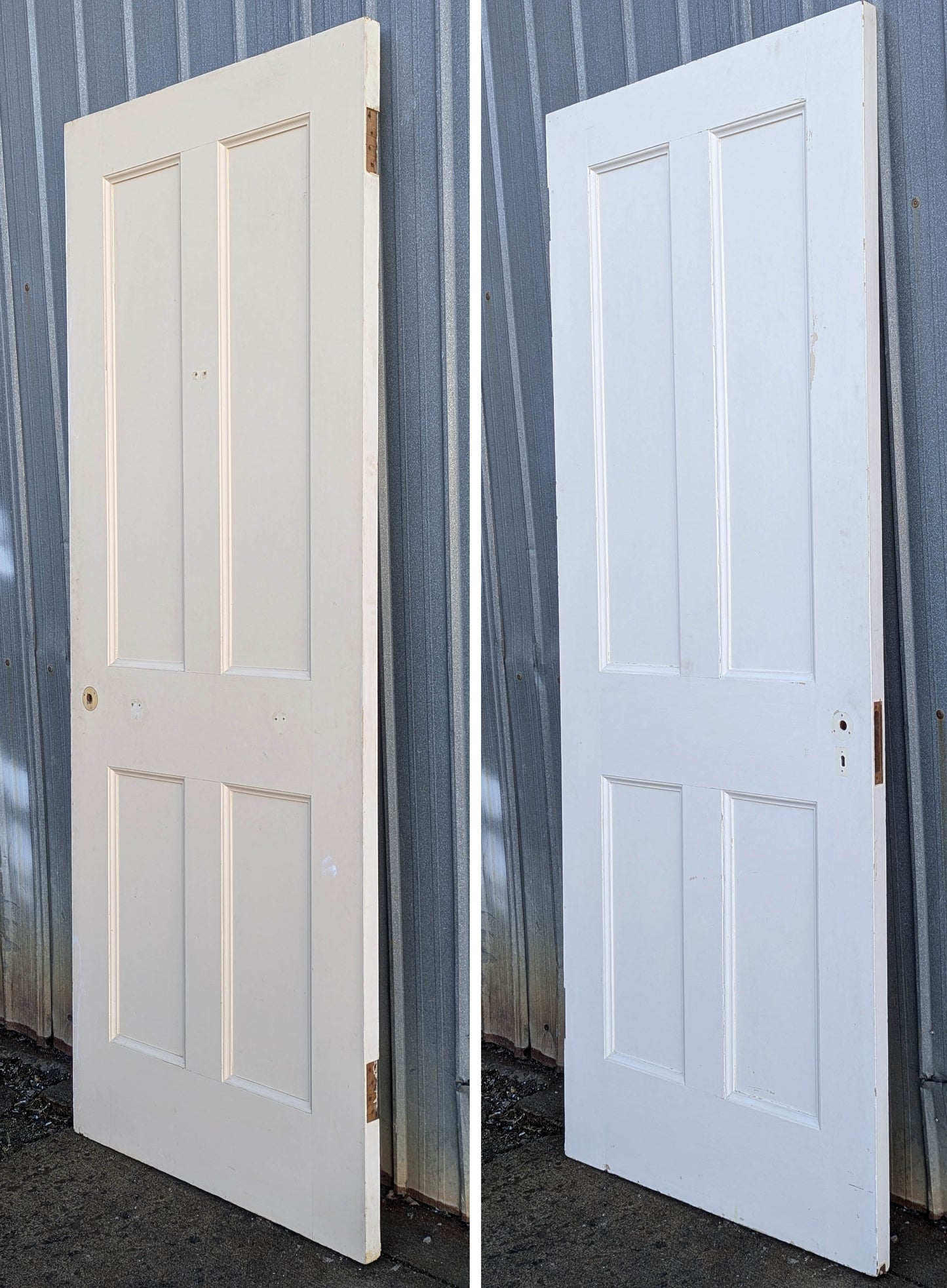 32"x82"Antique 1906 Vintage Old Reclaimed Salvaged Victorian Interior SOLID Wood Wooden Door 4 Recessed Flat Panels