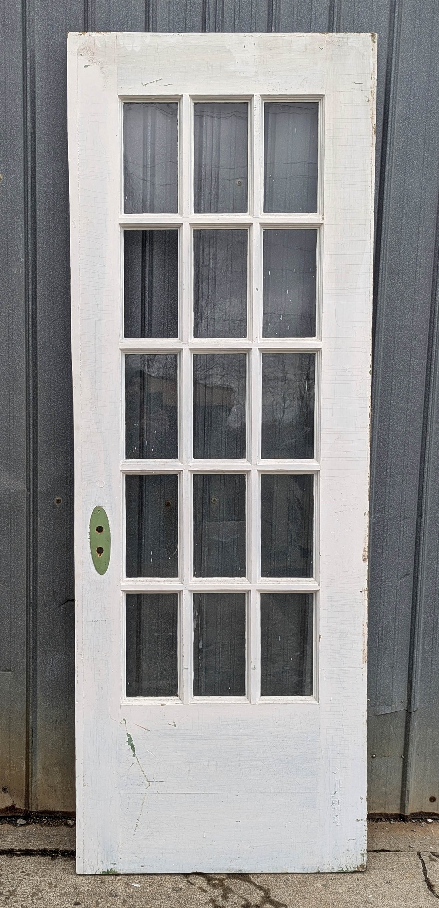 30"x83"x1.75" Antique Vintage Old Reclaimed Salvaged SOLID Wood Wooden Front Back Side Entry Exterior Back Side Door 15 Window Glass Lites Panes
