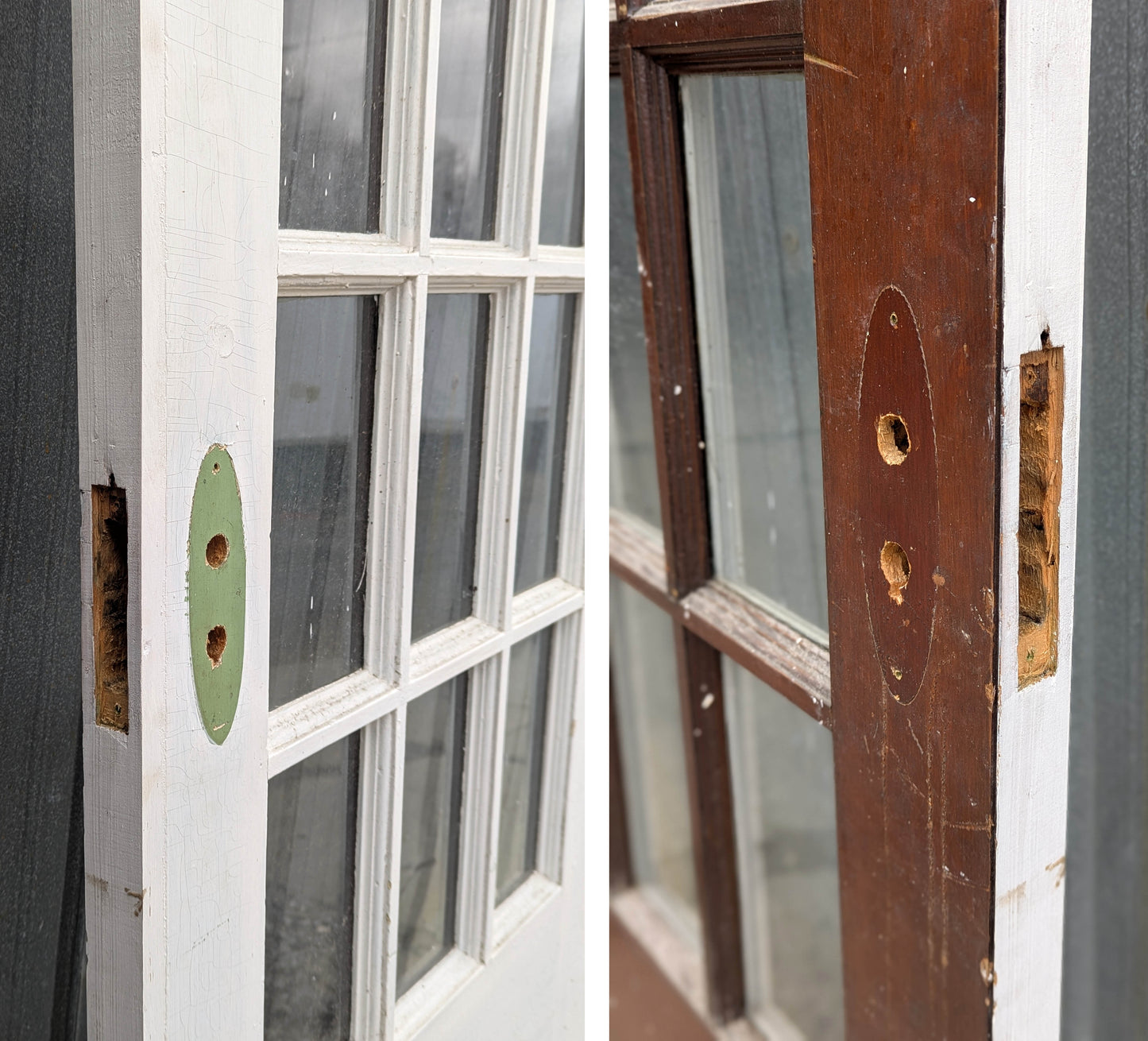 30"x83"x1.75" Antique Vintage Old Reclaimed Salvaged SOLID Wood Wooden Front Back Side Entry Exterior Back Side Door 15 Window Glass Lites Panes
