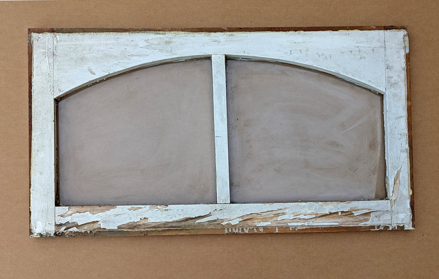 32"x17" Antique Vintage Old Reclaimed Salvaged SOLID Wood Wooden Sash Window 2 Arched Glass Lites Panes